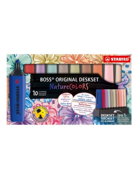 Desk set 10 evidenziatori Stabilo Boss Nature Colors Wildflowers Edition 2-5 mm assortiti - 7010-3-5