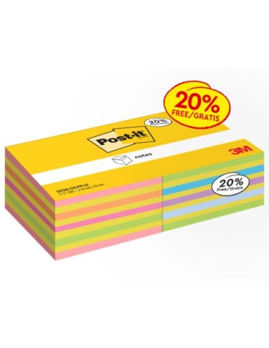 Foglietti riposizionabili Post-it® Cubo 76x76 mm - 450 ff - VALUE PACK da 2 cubi - colori assortiti