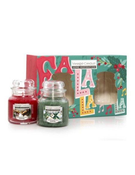 Candela Yankee Candle in confezione regalo - Cinnamon Delight e Wrapping Paper Pine - conf. da 2 giare piccole