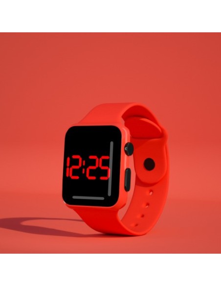 Smartwatch digitale Smart-J con display LED rosso su fondo nero A005064