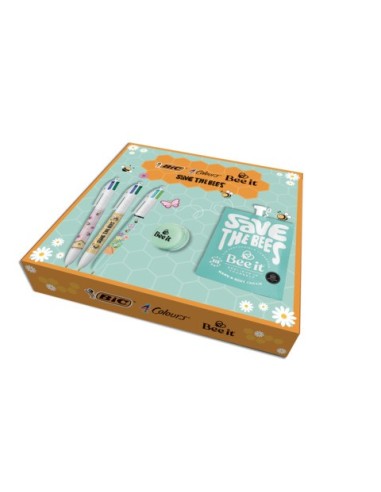 Cofanetto Save The Bees BIC conf. 3 penne 4 Colours® + crema mani e corpo Bee It + cofanetto - 303440