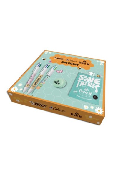 Cofanetto Save The Bees BIC conf. 3 penne 4 Colours® + crema mani e corpo Bee It + cofanetto - 303440