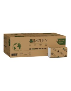Asciugamano piegato a Z Papernet Simplify a 2 veli bianco - conf. 20 pz da 200 ff pura cellulosa - 423144
