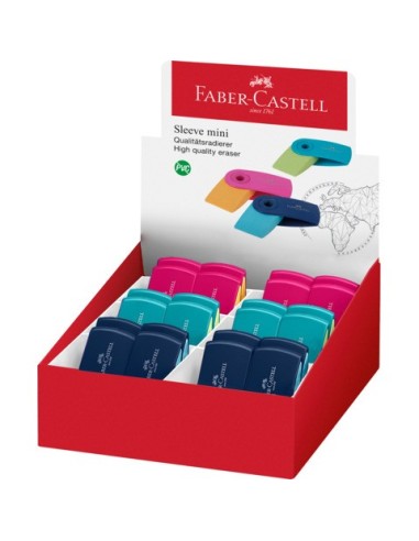 Gomma Faber Castell mini Sleeve 3 colori assortiti pastello - 182445