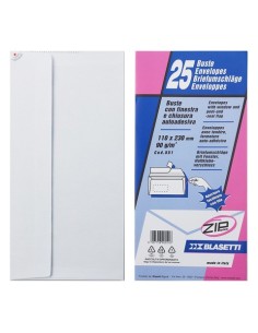 Buste Blasetti STRIP 90 g/m² bianco - conf. 25 pz - 110x230 mm - 551