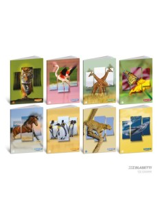 Maxi quaderni Blasetti Animal Label A4 18+1 ff carta 100 g/m² - conf. 10 pz - rigatura Q - 9295