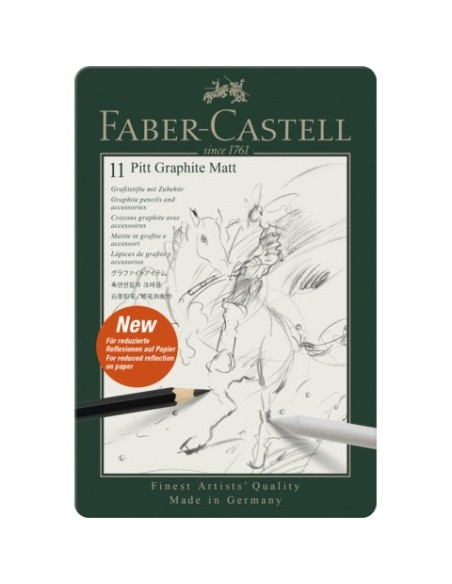 Matite colorate Faber-Castell Pitt Graphite Matt in conf. da 8 colori assortiti + 3 accessori - 115220