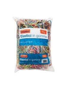 Elastici in gomma Nikoffice in busta da 1 Kg - misure e colori assortiti - 06NIK032