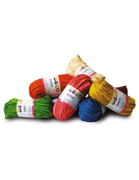 Rafia naturale Deco 50 g colori assortiti - conf. 10 pezzi - 04775