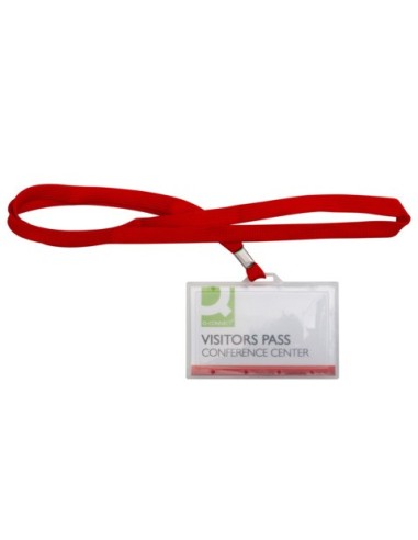 Portabadge rigido in PP Q-Connect 94x60 mm con cordoncino rosso - conf. 50 pz - KF03303