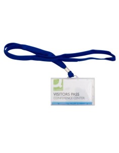 Portabadge rigido in PP Q-Connect 94x60 mm con cordoncino blu - conf. 50 pz - KF17112