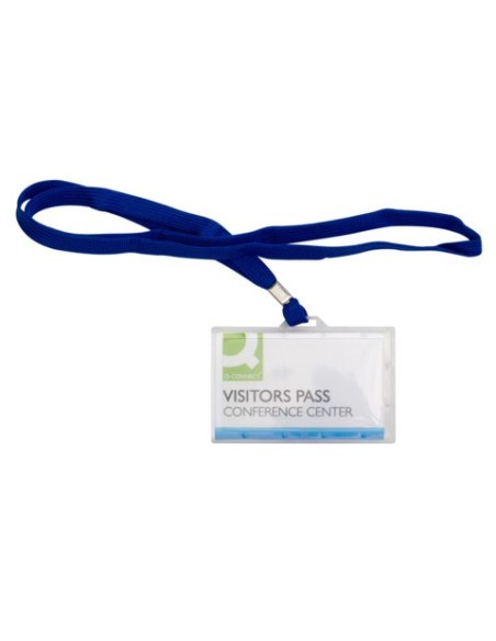Portabadge rigido in PP Q-Connect 94x60 mm con cordoncino blu - conf. 50 pz - KF17112