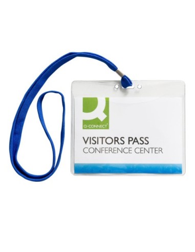 Portabadge in PVC morbido Q-Connect 154x127 mm con cordoncino blu - conf. 25 pz - KF18613