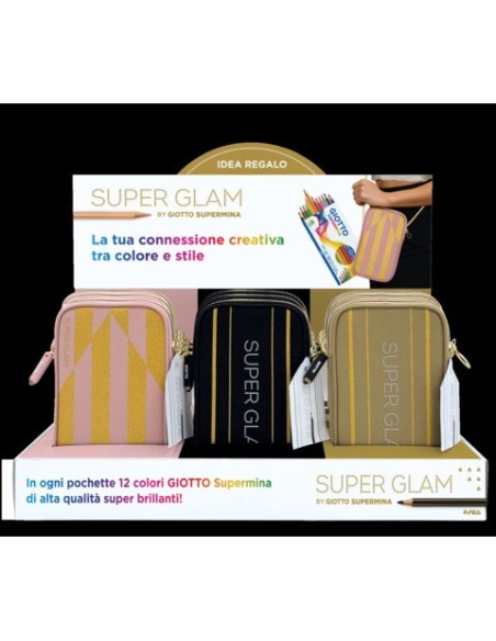 Espositore 9 pochette Giotto Superglam Supermina da 12 pezzi assortiti - F238300
