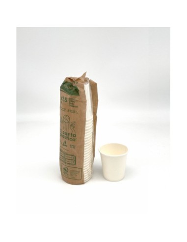 Bicchiere da caffè in cartoncino bianco senza plastica Le Nappage 120 cc - conf. 25 pz - 61688LN