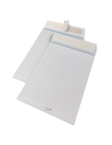 Buste a sacco Blasetti Self con 3 soffietti e strip 120 g/m² bianco - 19+4x26 cm - conf. 250 pz - 0811
