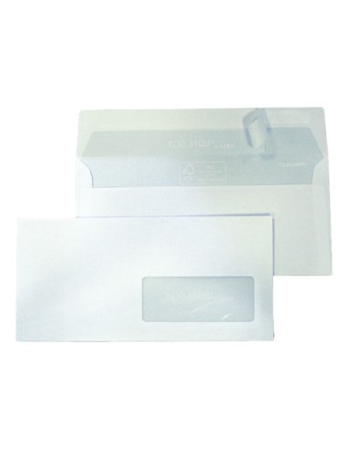 Buste con finestra Blasetti Strip Laser - 90 g/m² bianco - 11x23 cm - conf. 500 pz - 0157