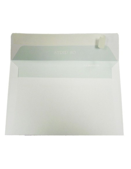 Buste senza finestra Blasetti Strip 80 con lembo strip - 80 g/m² bianco - 12x18 cm - conf. 500 pz - 0006